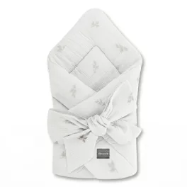 Sleepee újszülött baba pólya, légáteresztő pamut muszlin anyagból, fehér színű, barnás, levél mintával