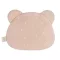 Sleepee muszlin Teddy babapárna sand (bézs) színben, fehér, szívecskés mintával, maci formájú puha és légáteresztő pamut babapárna