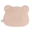 Sleepee muszlin Teddy babapárna sand (bézs) színben, fehér, szívecskés mintával, maci formájú puha és légáteresztő pamut babapárna