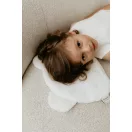 Sleepee muszlin Teddy babapárna fehér színben, leveles mintával, maci formájú puha és légáteresztő pamut babapárna