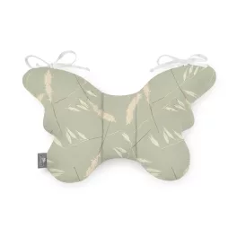 Sleepee Butterfly anti-shock pillangó babapárna Meadow, zöld leveles mintával, rázkódás elleni fejtámasztó babapárna babakocsiba és autósülésbe