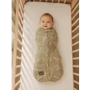 Sleepee First Step újszülött baba pólya, puha pamut anyagból, zöld, bambuszos, leveles mintával (0.5 TOG)