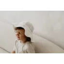 Sleepee muszlin napellenzős baba kalap fehér színben, leveles mintával, hűsítő pamut-muszlin nyári fejfedő árnyékoló silddel babáknak