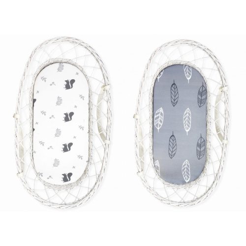 Sleepee puha pamut lepedő szett 2 db mózeskosárhoz babáknak / Squirrel-feather