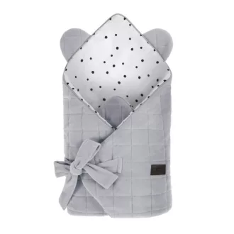 Sleepee Royal Baby újszülött pamut pólya, bársonyos anyagú, szürke (Grey) színben