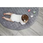 Sleepee Royal Baby kerek baba játszószőnyeg grey (szürke) színben, puha steppelt velúr játszószőnyeg babáknak