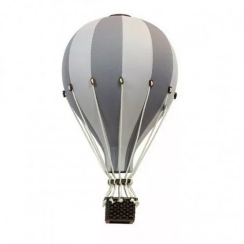Sleepee M méretű hőlégballon babaszoba dekoráció dark grey (sötétszürke) színben, kézzel készült függő gyerekszoba dísz és elegáns babaváró ajándék
